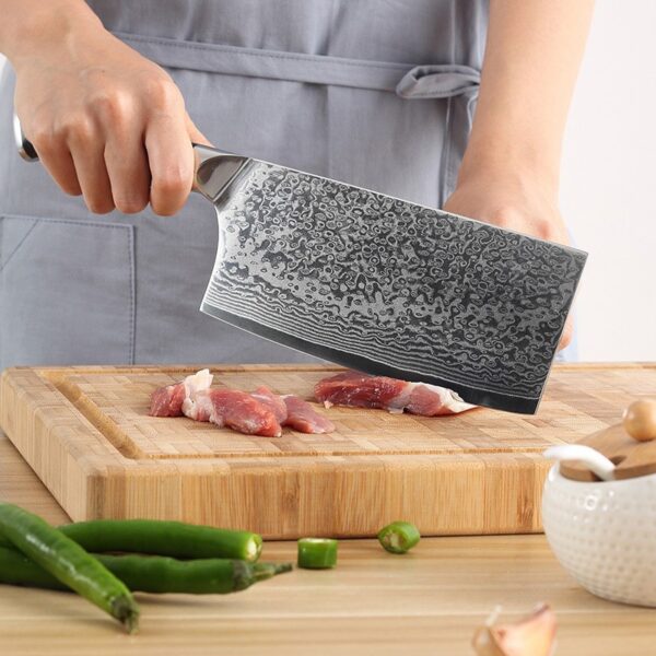 K0102A 6.7 Inch Japanese VG10 Damascus Chopping Knife - Image 4