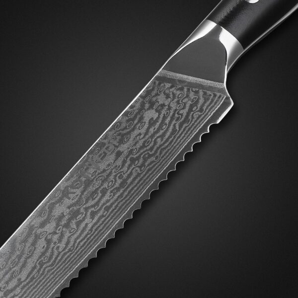 K0102F 8 Inch Japanese VG10 Damascus Bread Knife - Image 2