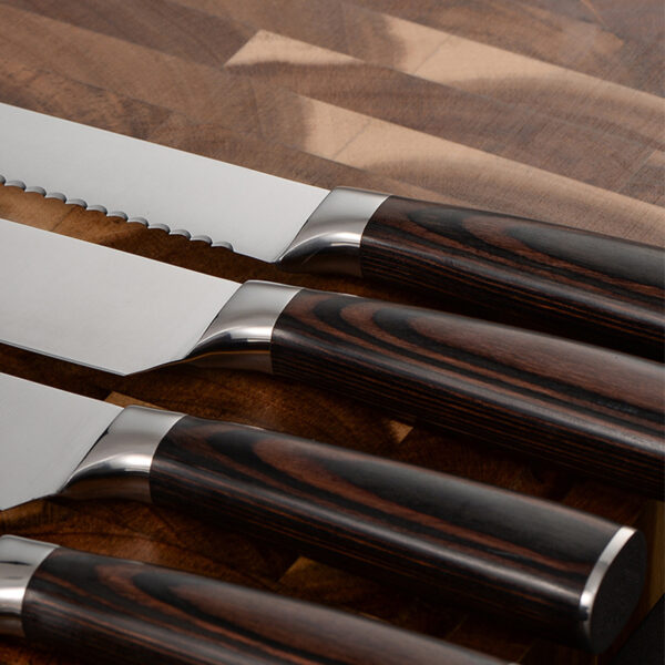 K0202 Kitchen Knife Set with Forged Color Wood Handle - Image 3