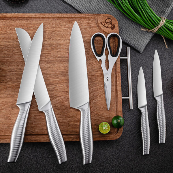 K0301 Kitchen Knife Set with Embossed Hollow Handle - Image 4